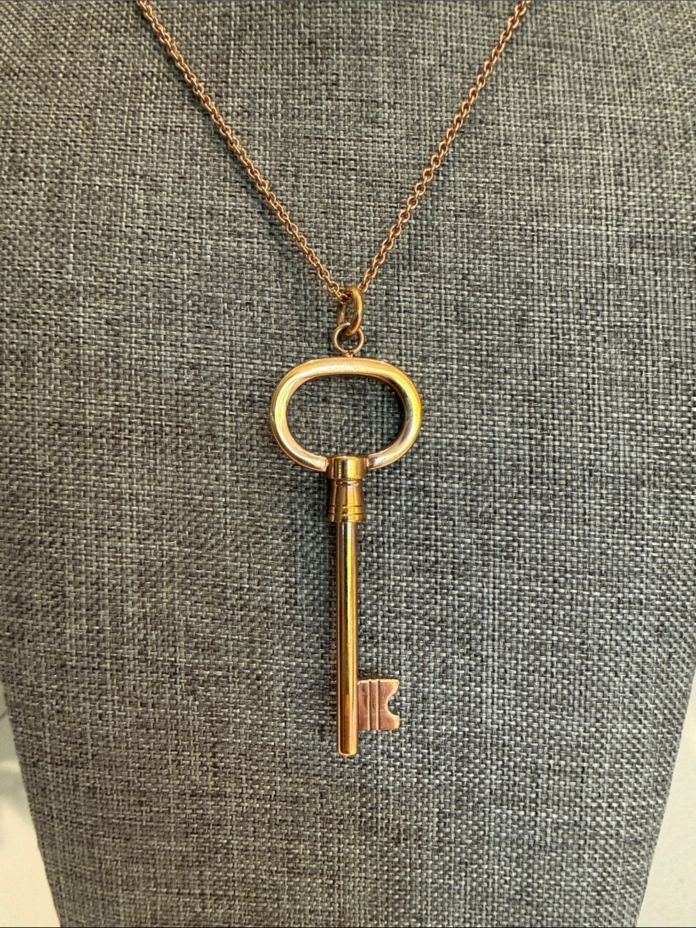 Brass-tone Key Pendant Necklace